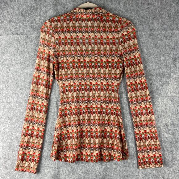 Free People Lucky Shirt Womens XS Canyon Combo Mesh Sheer Ruched Boho Indie - Picture 12 of 16